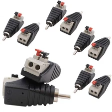 10-Pack Speaker Wire Cable to Audio Male RCA Connector Adapter Plug Jack 