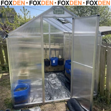 6 x 8ft Polycarbonate Greenhouse with Rain Gutter Walk-In Greenhouse and Window