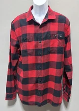 VAns Off The Wall Slim Fit Flannel Shirt Mens XXL Red White Plaid Long Sleeve
