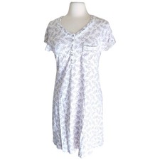 Eileen West Nightgown Chemise M Floral Short Sleeves Pocket Knee Length