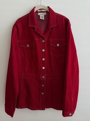 Evan Picone Women s Size XL Red Jacket Stretch Front Casual Blazer Cotton Blend