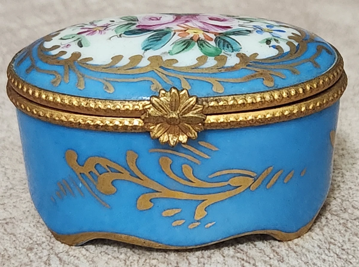 Limoges Trinket Box Orange - Etsy Limoges Hand-Painted Multicolor KingfisTrinket Box - Blue, Green, Orange, Yellow main image 1