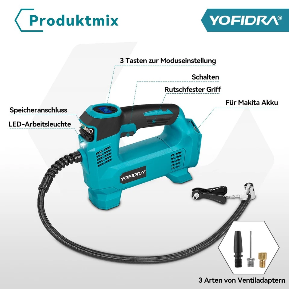 Für Makita 18V Akku Luftkompressor Luftpumpe Elektro Reifenpumpe Kompressor DE - Bild 3 von 4