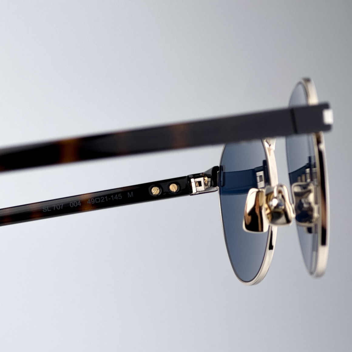 Saint Laurent Men Sunglasses Gold Havana Blue Oval SL707 004 BRAND NEW thumbnail 5