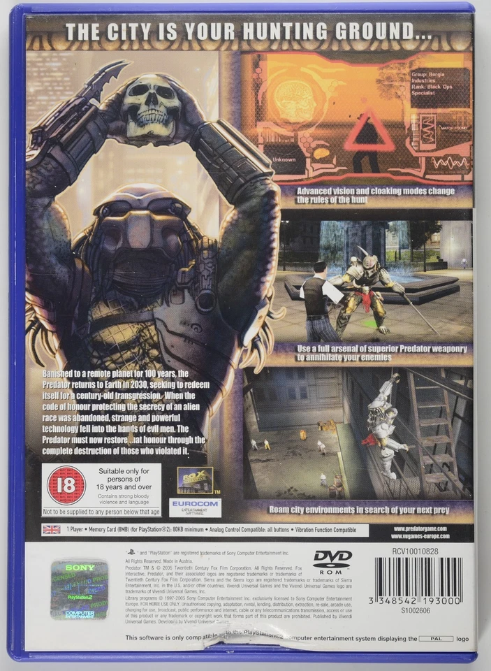 Predator Concrete Jungle PS2 Complete CIB Rare Action Adventure Game 2005 - Image 2 of 4
