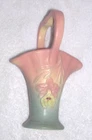 Mint HTF 1939 Orchid Pottery Art Hull USA 305-7" Pink Blue Basket Handle Vase
