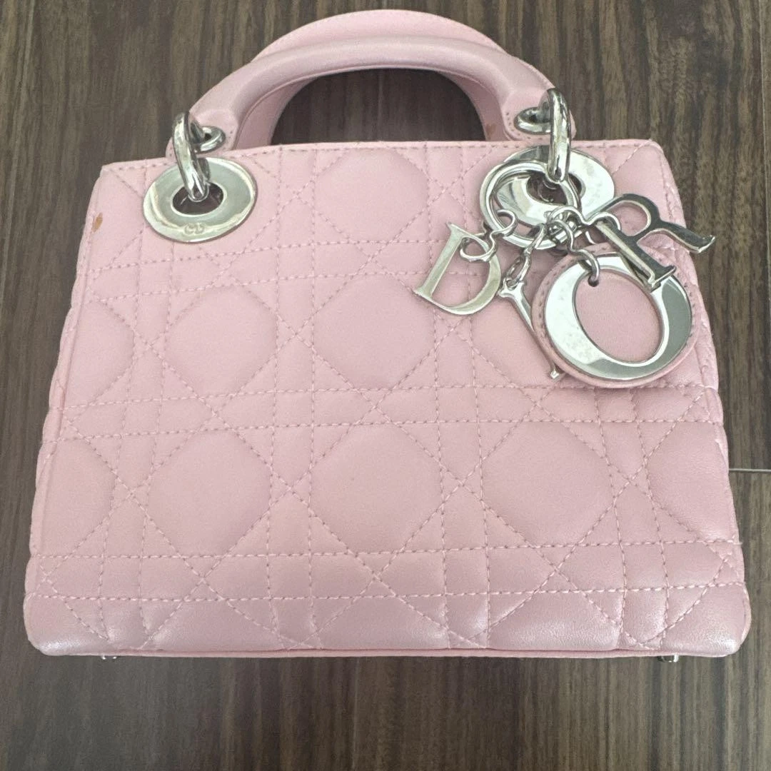 Sac Dior Lady Mini cannage rose matelassé argent double poignée authentique OCCASION