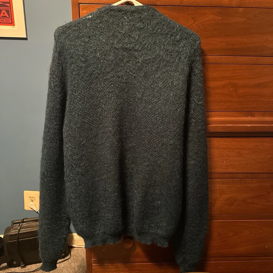 Very Rare Vintage Blue/Green 60s Mohair Cardigan Grunge Kurt Cobain Size - Image 2 of 4