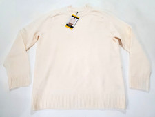 Gap Pullover Sweater Mens M Cream Crew Neck Long Sleeve Wool Blend Stretch NWT