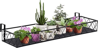 Confezione Da 4 Fioriere Rotonde In Metallo Da Appendere – Per Ringhiere E Balconi – Ferro Nero Con Gancio, Ø15x9 Cm – Per Piante Grasse E Fiori