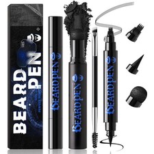 Beard Pencil Kit Beard Filler Pen Dual End 4 Tips Beard Pen and Brush Set Hai...