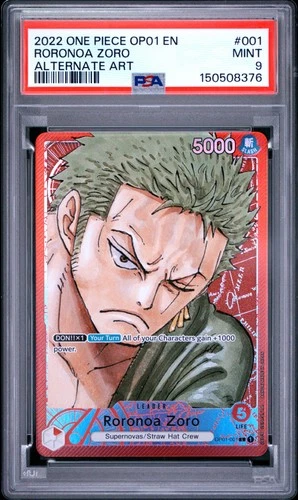 2022 ONE PIECE OP01-ROMANCE DAWN ALTERNATE ART #001 RORONOA ZORO PSA 9
