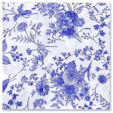 25Pcs Blue Floral Cocktail Napkins - 5" x 5", 25-Count Blue - Floral  Leaves