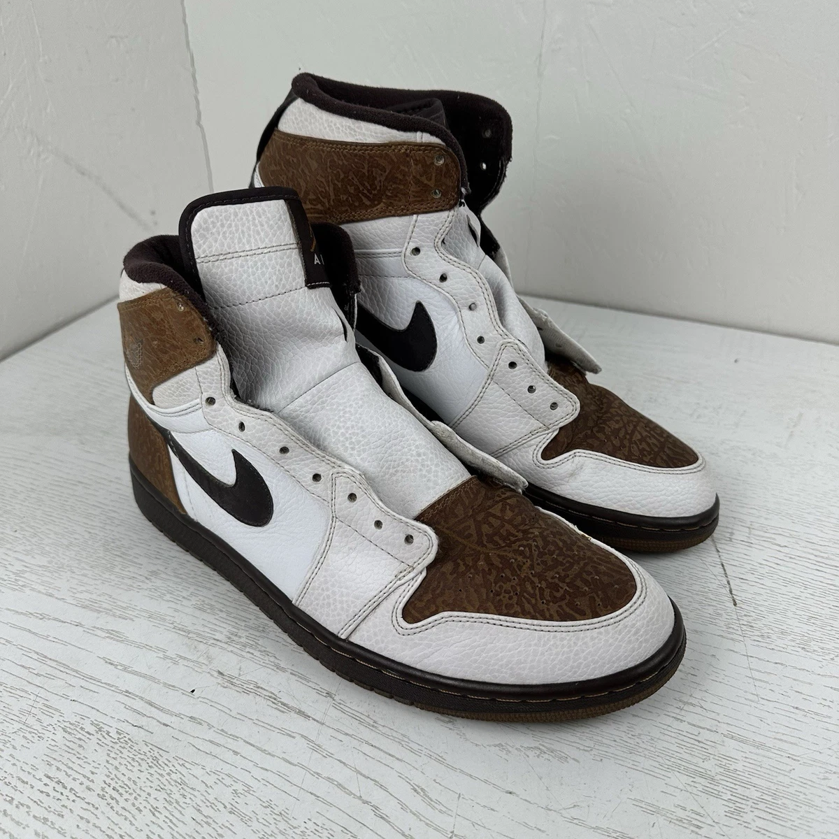 Nike Air Jordan 1 High Strap Ginger Print White Dark Mocha 342132-121 Size 9 AIR JORDAN 1 STRAP RETRO HIGH MADEIRA GINGER #342132-121 MEN  main image 3