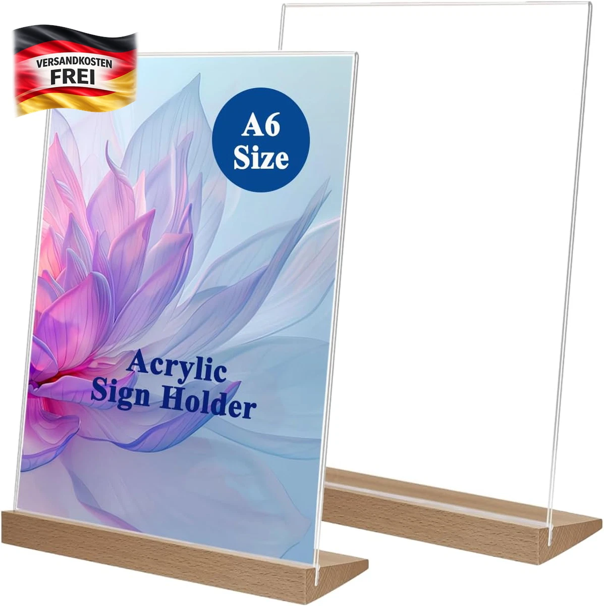 Aktion ab 10 Stück: Werbeaufsteller L-Ständer Acryl DIN A6 (Hochformat Aktion ab 10 Stück: Werbeaufsteller L-Ständer Acryl DIN A6 (Hochformat