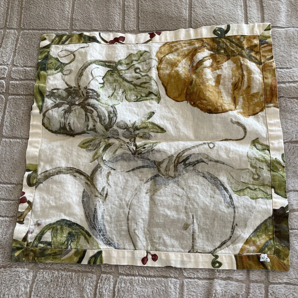 Servilletas de tela Pottery Barn calabaza de otoño calabaza 18,5 x 19,5 Foto 3 de 4