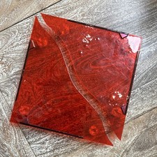Red Art Glass Charcuterie Board 2pc Interlocking Tray Footed Yin Yang