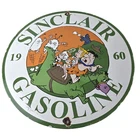 Vintage Sinclair Gasoline Sign - Porcelain Flintstones Gas Pump Station Ad Sign