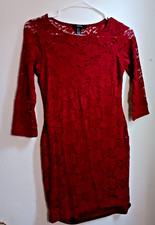 Forever 21 Size S Red Lace Fit And Flare Dress  3/4 Sleev