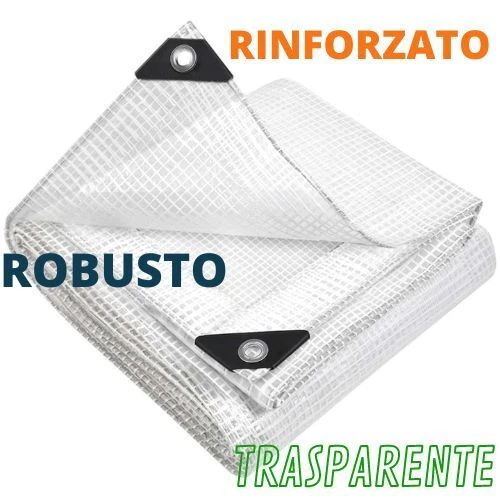 Telo occhiellato impermeabile telone trasparente pesante retinato in PE teli pvc - Immagine 2 di 4