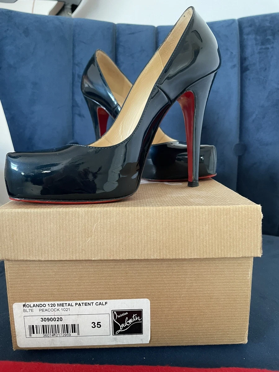 Christian Louboutin Rolando 120 Metal Patent Calf Peacock Size 35