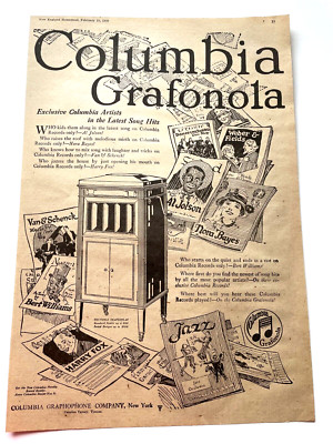 Print Ad 1920 Columbia Grafonola, Player, Music, New England Homestead 10'' x 13''