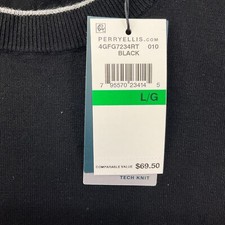 Perry Ellis Sweater Black Mens Large Pullover Long Sleeve
