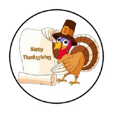 48 Happy Thanksgiving Turkey  ENVELOPE SEALS LABELS STICKERS 1.2" ROUND