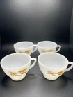 Vintage Fire King Golden Wheat Set of 4 Coffee/Teacups. Milk Glass. 1960's EUC