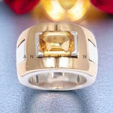 Citrine With 14K Solid Yellow Gold Ring For Men's AL497