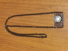 VINTAGE BRASS CAMERA VINIAGRETTE WITH FRENCH BRASS PENDANT BOTH ON CHAINS