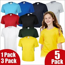 Uneek Kids T-Shirt Cotton Plain Crew Neck Summer School Tee T Shirt LOT 3 5 PACK