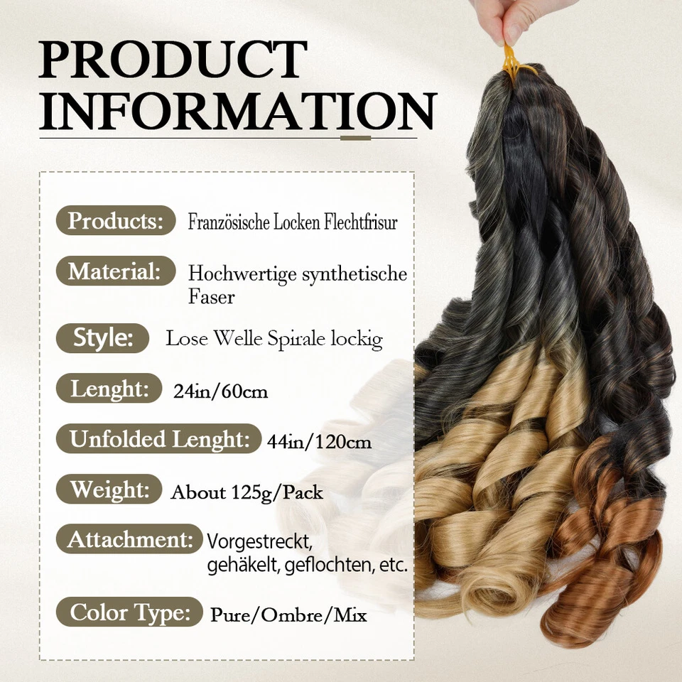 DE FRENCH CURLS Flechten Braids Extensions Lockig Haarverlängerung Pferdeschwanz - Bild 3 von 4