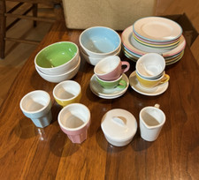 IKEA Dutkig Child's Ceramic 24 pc. Tea Set Bowls Plates Glasses Cream  Sugar