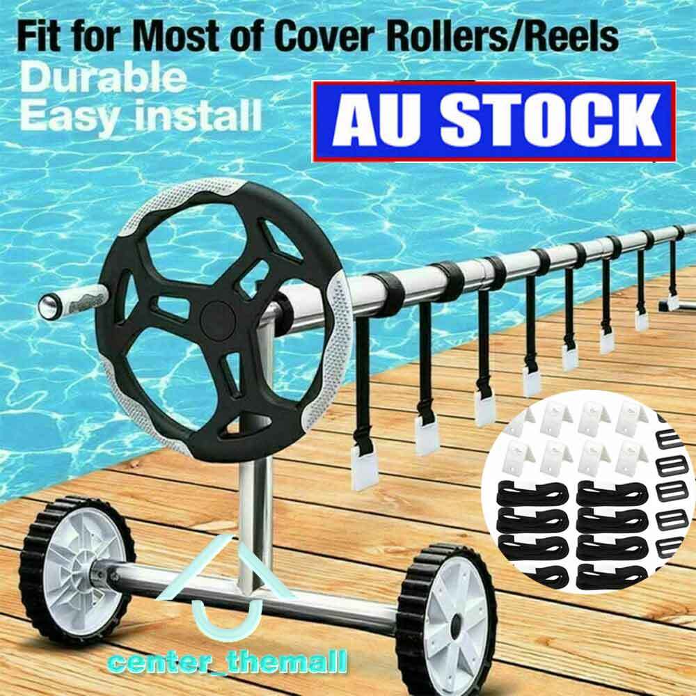 8x Pool Cover Replacement Blanket Reel Clips Straps Solar Cover