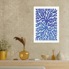 Abstract Modern Wall Art Print Poster Contemporary Matisse Blue Leaf Cut Outs