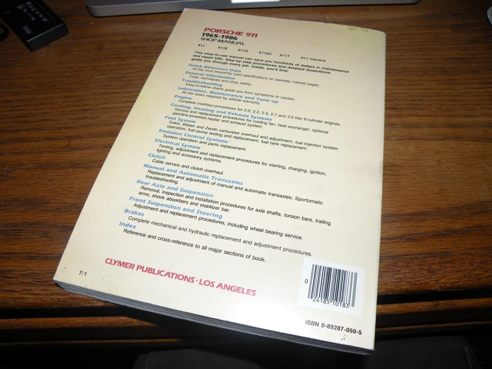 CLYMER PORSCHE 1965-1986 911-912 manual de taller reparación Foto 4 de 4