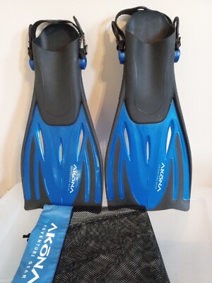Akona Adventure Gear Adjustable Scuba Diving Snorkeling Swim Fins Flippers L/XL