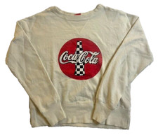 Vintage Womens Coca Cola Checkerboard Bottle Graphic Sweater Size XS White