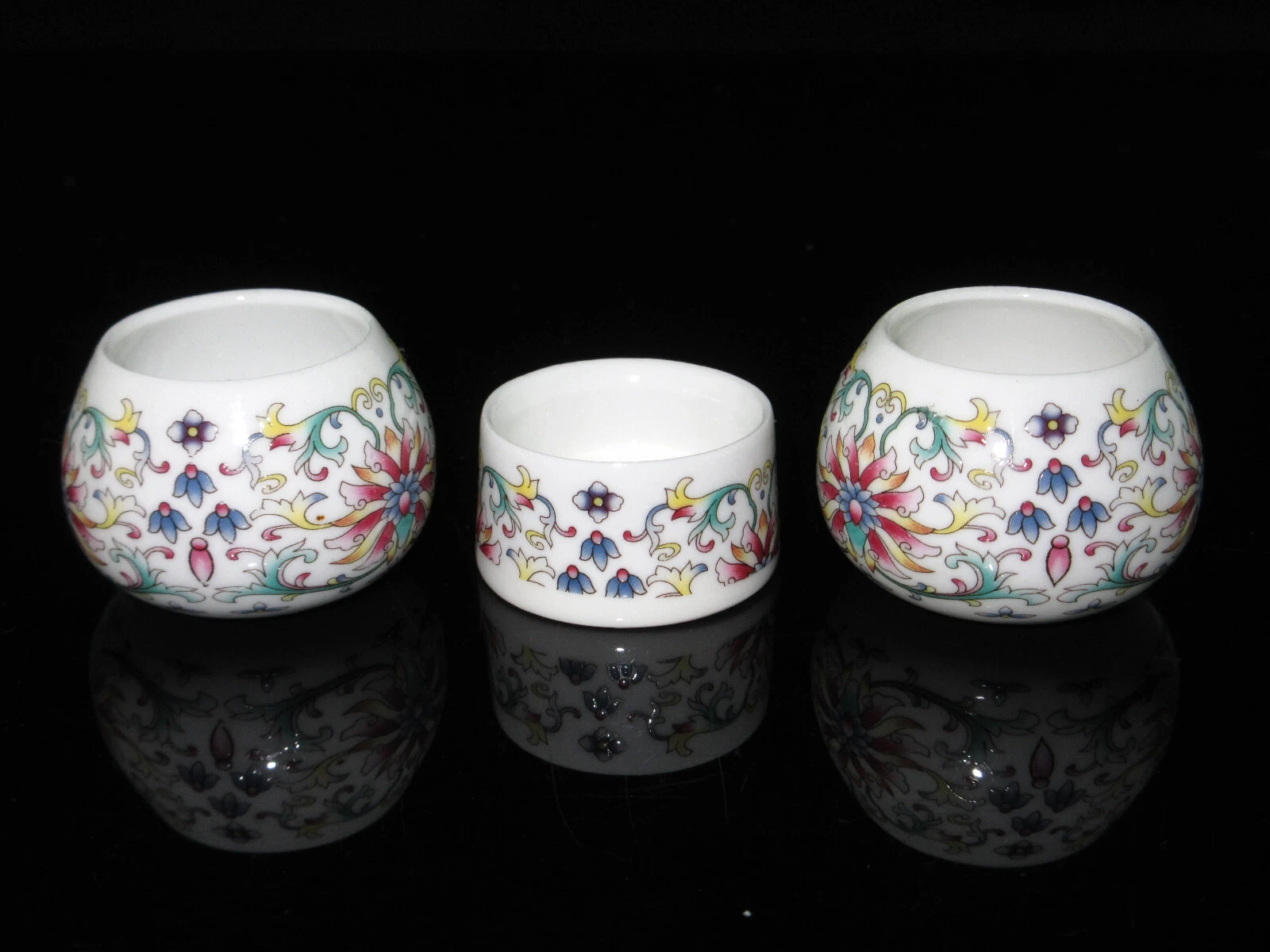 Porcelain Bird Feeders Seed/Water Cups for Chinese Bird Cage Floral Pattern
