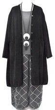 Plus Size La Bass Black Jersey Cotton Blend 2 Pockets A-line Jacket Size 26-28