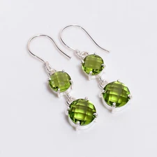 Peridot Gemstone Fashion Jewelry 925 Silver Earrings 1.6" ARE-4716
