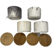 DeeCoo Marble Print Succulent Pots With Drainage Trays Set of 4