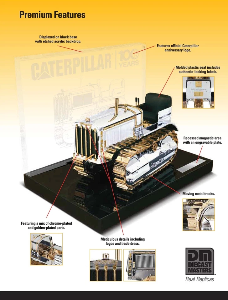1:16 CAT Twenty Tractor 100th Anniversary - Chrome/Gold -- Diecast Masters 85760 - Image 4 of 4