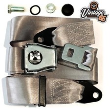 Lap Seat Belt 2 Point Grey Chrome Buckle Adjustable Front Rear Fits Classic Vw