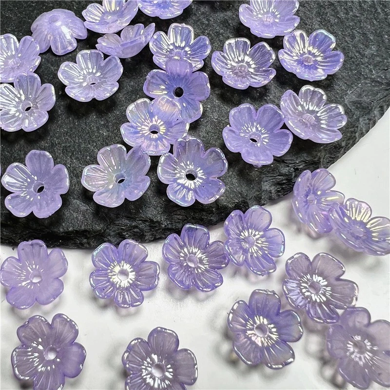 100 tapas de cuentas acrílicas multicolores de 5 pétalos hágalo usted mismo hallazgos de joyería artesanía 10 mm Foto 4 de 4