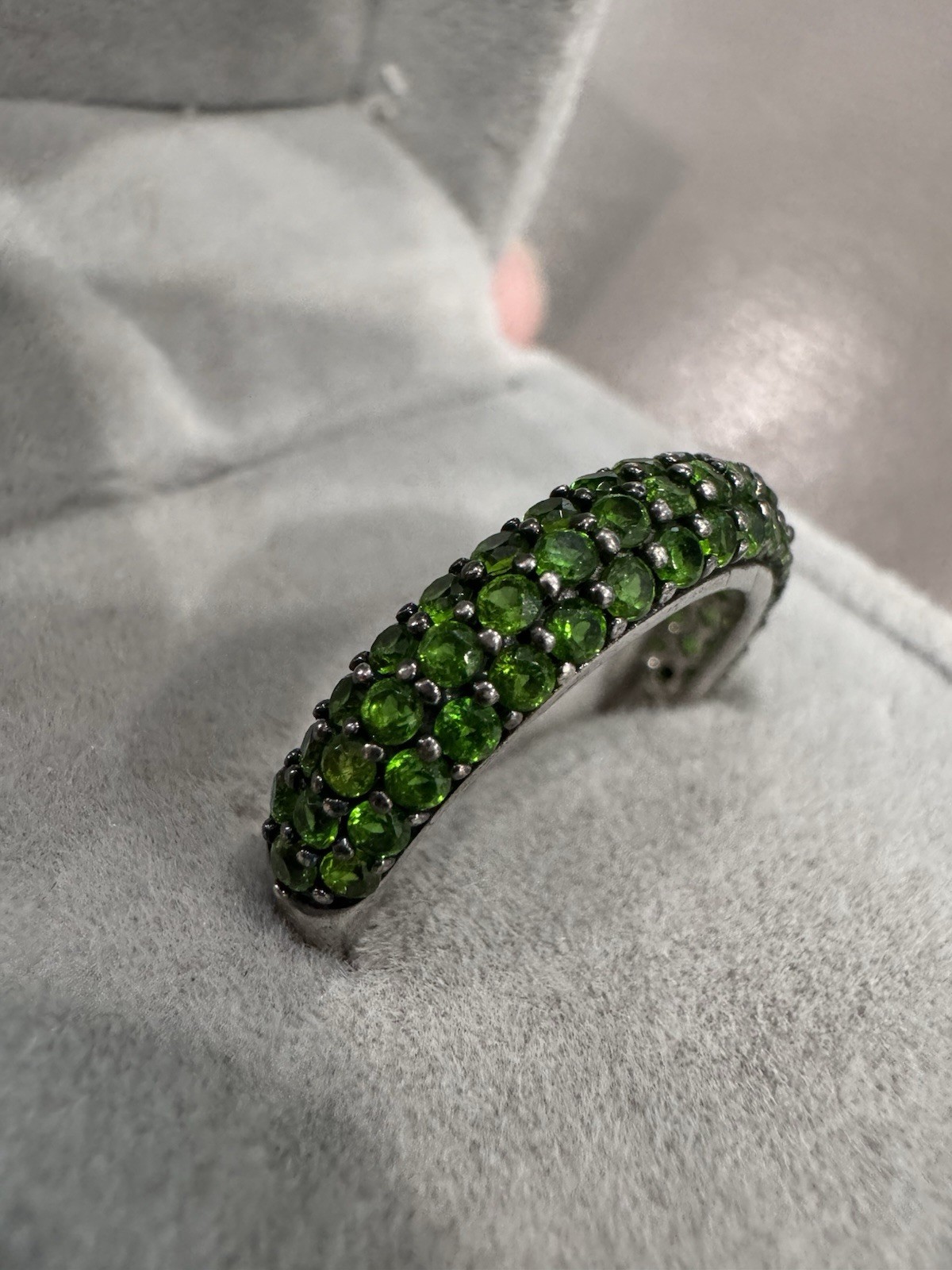 Beautiful sterling silver stackable with Green pa… - image 3
