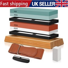 2X Whetstone Knife Sharpening Stone Water Wet Stone Set 400/1000/3000/8000 Grit