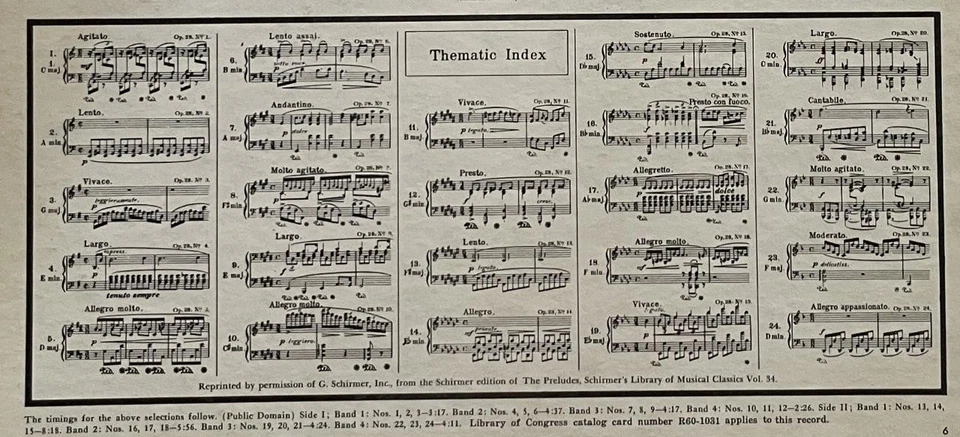 Brailowsky Chopin The 24 Preludes LP NM Columbia MS-6119 (1960) - Image 4 of 4