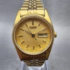 Seiko Watch Women 24mm Champagne Dial Gold Tone Daydate 7n83-0011 New Battery